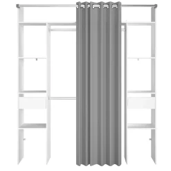 Corrida Offener Kleiderschrank - 176x48x203cm - mit Vorhang - weiß