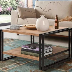 Emob Cosmo Couchtisch | 100 % MELAMIN | Atlantische Kiefer, Schwarz