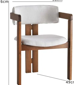 Emob CO - 011 Stuhl | LEINENSTOFF / SCHICHTWERK | Creme Walnuss