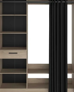 Cosy Offener Kleiderschrank - 161x50x200cm - mit Vorhang - Eiche/schwarz