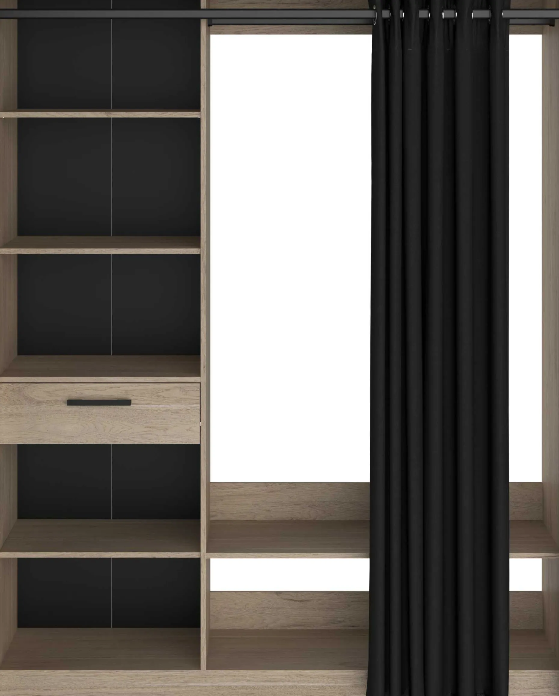 Cosy Offener Kleiderschrank - 161x50x200cm - mit Vorhang - Eiche/schwarz