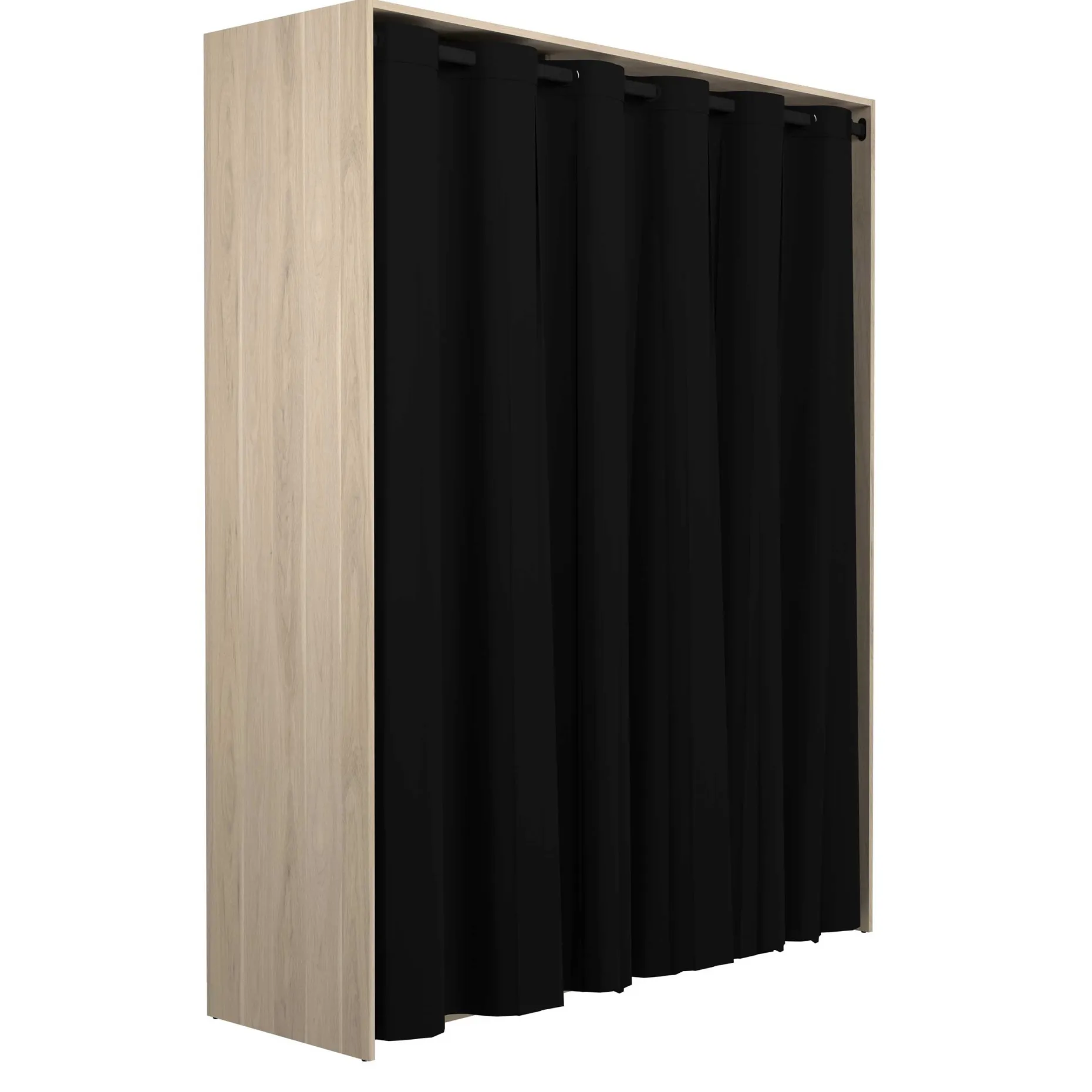 Cosy Offener Kleiderschrank - 161x50x200cm - mit Vorhang - Eiche/schwarz