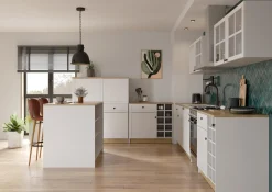 Cottage Hängeschrank - 120x37x55cm - 2 Türen aus Glas - weiß