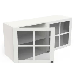 Cottage Hängeschrank - 120x37x55cm - 2 Türen aus Glas - weiß
