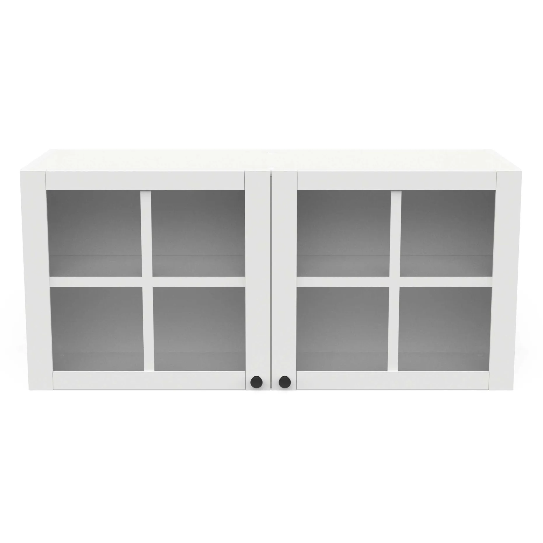 Cottage Hängeschrank - 120x37x55cm - 2 Türen aus Glas - weiß