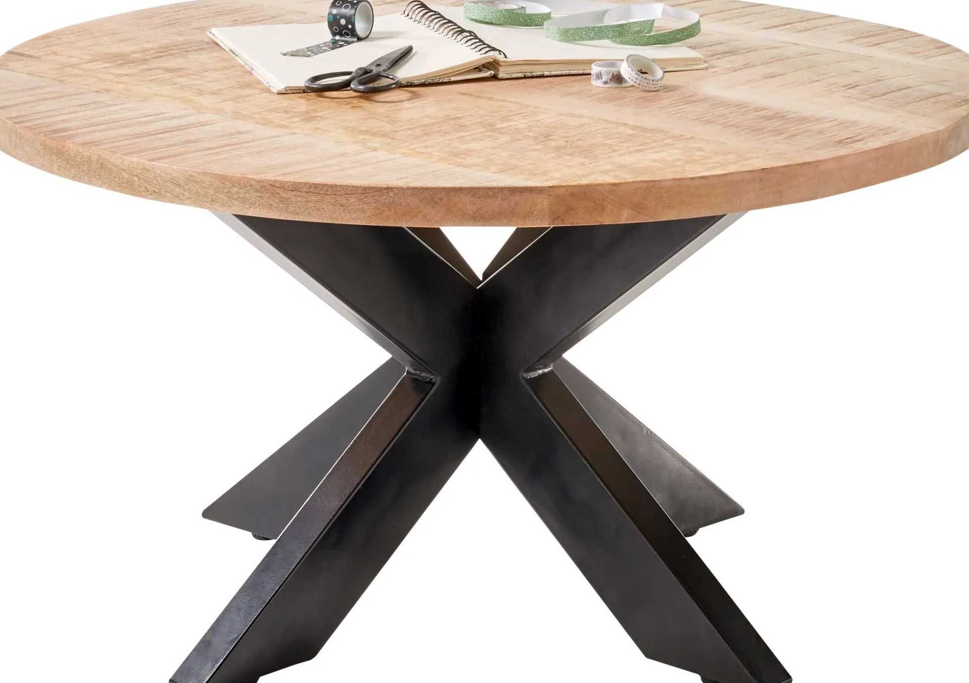 Emob Couchtisch Ace - Ø80x45cm - Metall/Mangoholz
