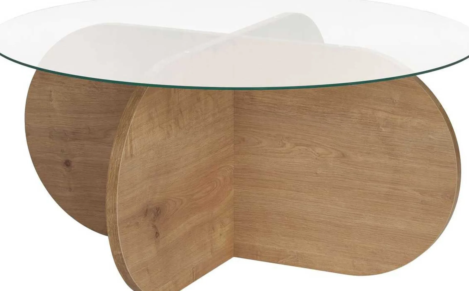 Emob Couchtisch Aeris - 100% TEMPERED GLASS - Saphireiche - 35 x 75 x 75 cm