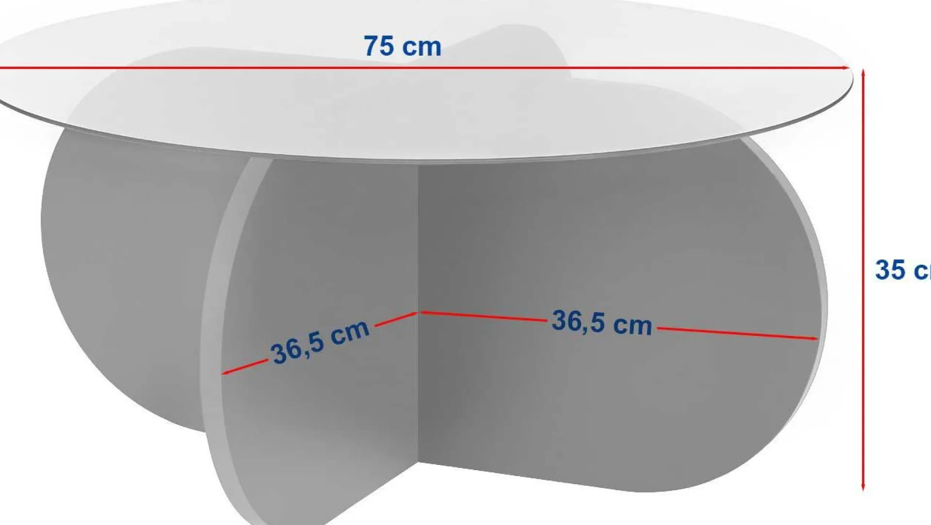 Emob Couchtisch Aeris - 100% TEMPERED GLASS - Walnuss - 35 x 75 x 75 cm