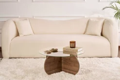 Emob Couchtisch Aeris - 100% TEMPERED GLASS - Walnuss - 35 x 75 x 75 cm