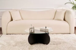 Emob Couchtisch Aeris - 100% TEMPERED GLASS - Holzschwarz - 35 x 75 x 75 cm