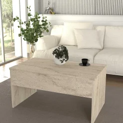 Emob Couchtisch Akilli - 90x52x45cm - mit Ablage - Travertin