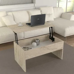 Emob Couchtisch Akilli - 90x52x45cm - mit Ablage - Travertin