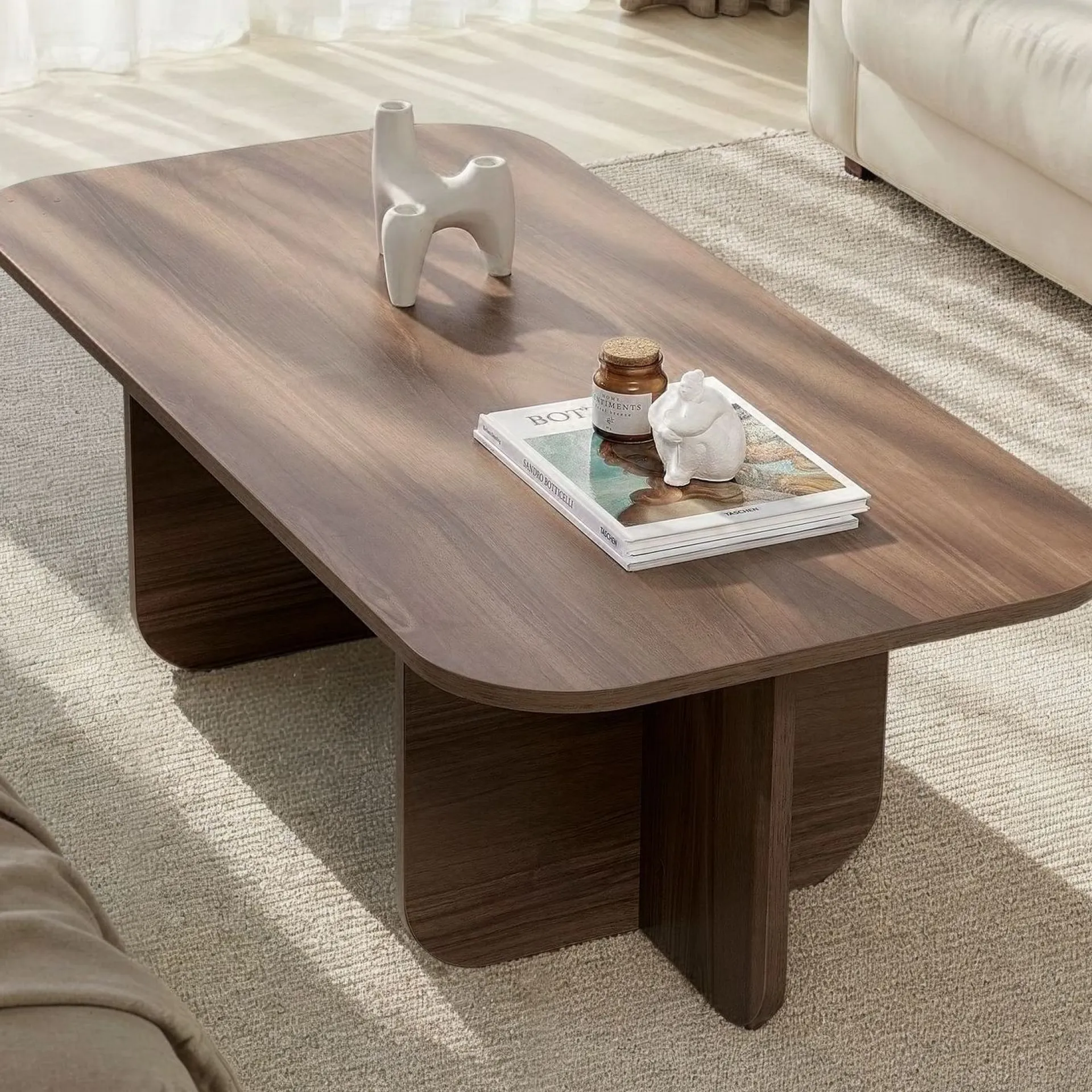 Emob Couchtisch Akira - 100% MELAMINE - Walnuss - 41 x 60 x 120 cm