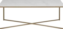 Emob Couchtisch Alisma 120x60cm - weißer Marmor/Gold