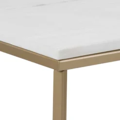 Emob Couchtisch Alisma 120x60cm - weißer Marmor/Gold