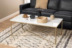 Emob Couchtisch Alisma 120x60cm - weißer Marmor/Gold