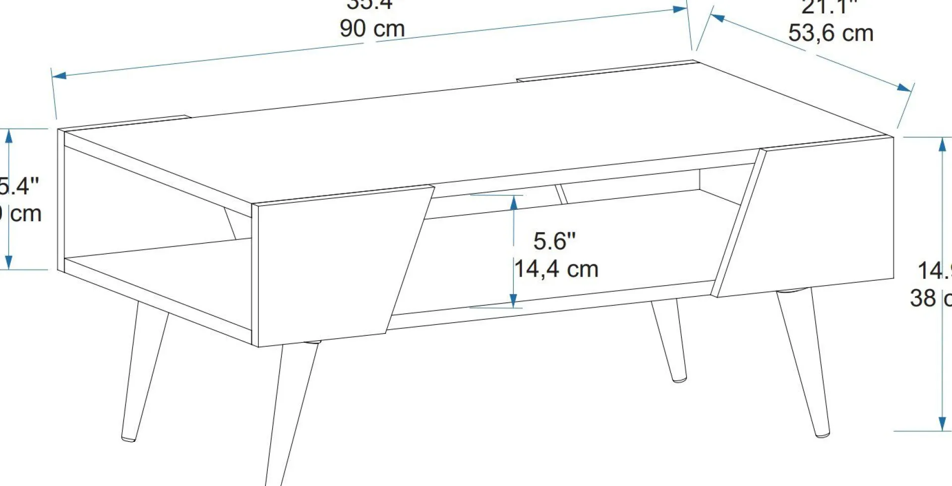 Emob Couchtisch Aren - 100% MELAMINE - Beige - 90 x 38 x 53,6 cm