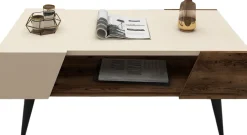 Emob Couchtisch Aren - 100% MELAMINE - Beige - 90 x 38 x 53,6 cm