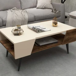 Emob Couchtisch Aren - 100% MELAMINE - Beige - 90 x 38 x 53,6 cm