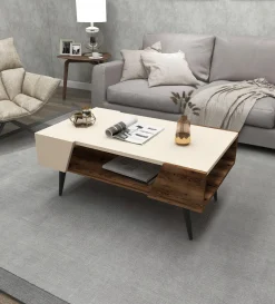 Emob Couchtisch Aren - 100% MELAMINE - Beige - 90 x 38 x 53,6 cm