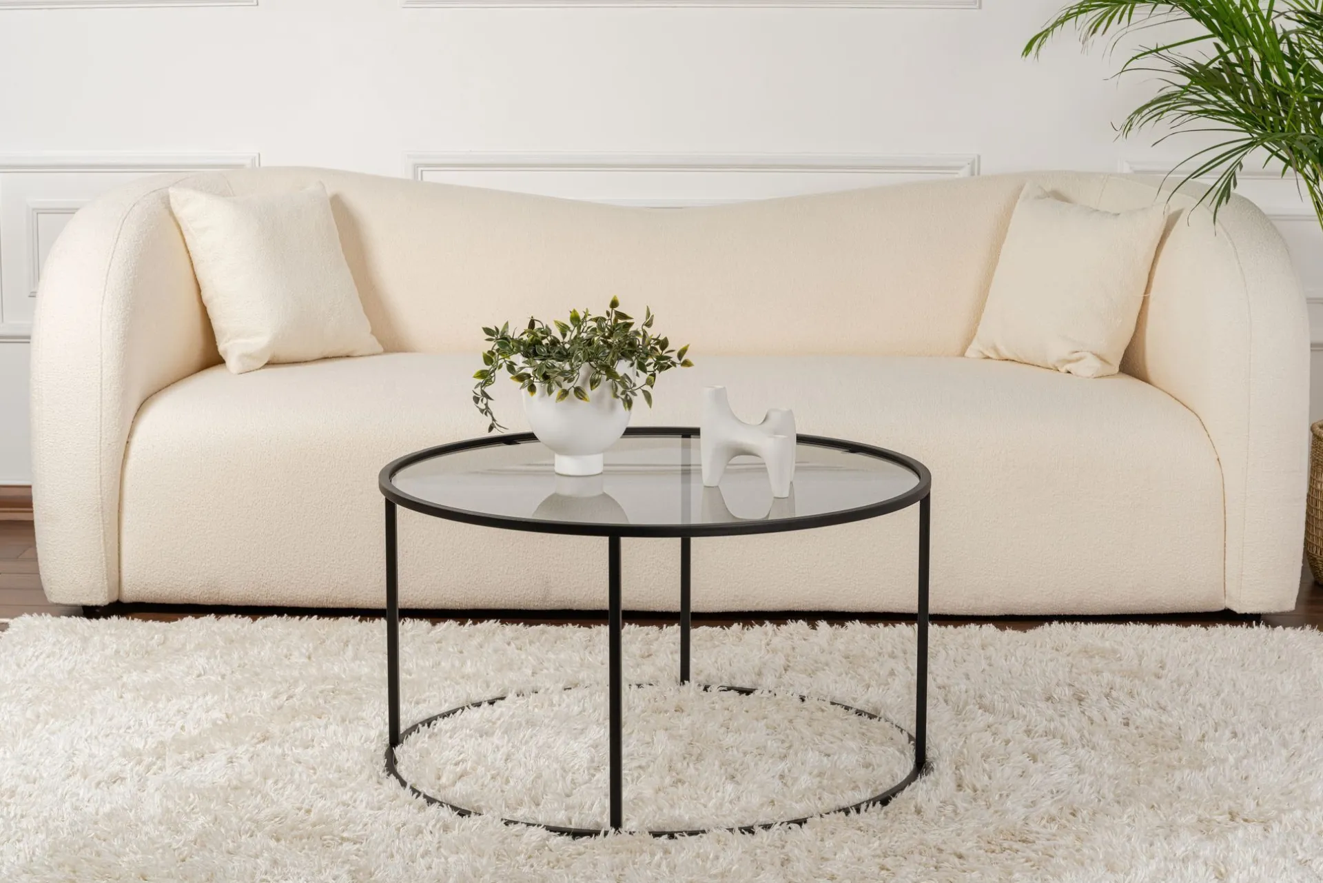 Emob Couchtisch Aurum - 100% TEMPERED GLASS - Schwarz - 43 x 80 x 80 cm