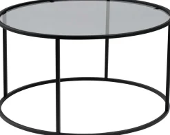 Emob Couchtisch Aurum - 100% TEMPERED GLASS - Schwarz - 43 x 80 x 80 cm