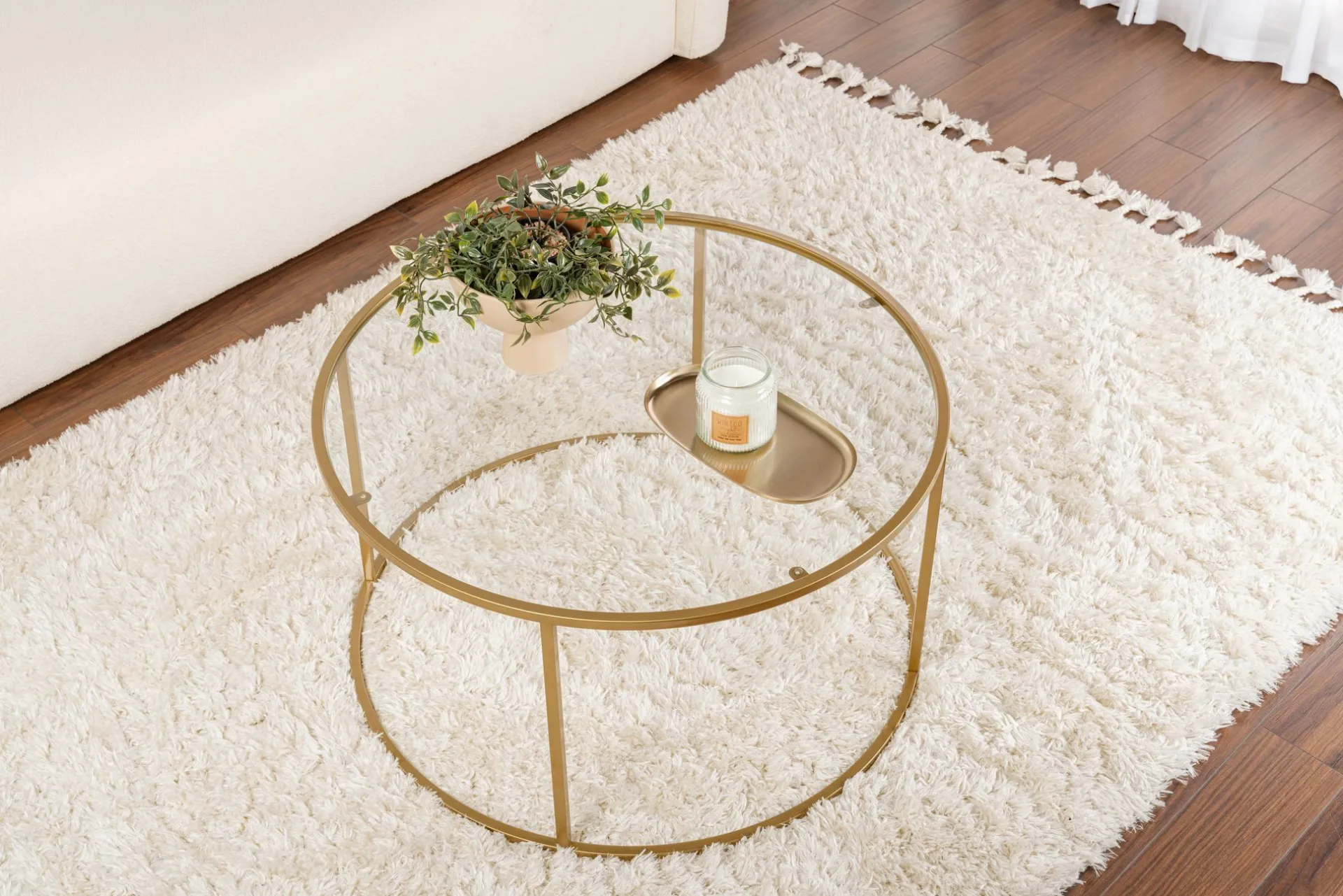 Emob Couchtisch Aurum - 100% TEMPERED GLASS - Gold - 43 x 80 x 80 cm