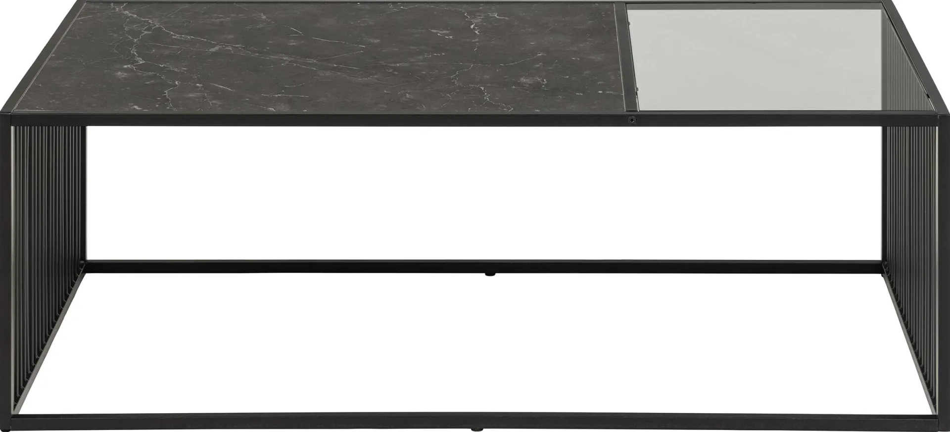 Emob Couchtisch aus Marmor und Glas, Drahtgestell, 120x60cm