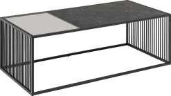 Emob Couchtisch aus Marmor und Glas, Drahtgestell, 120x60cm