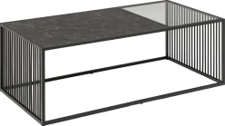 Emob Couchtisch aus Marmor und Glas, Drahtgestell, 120x60cm