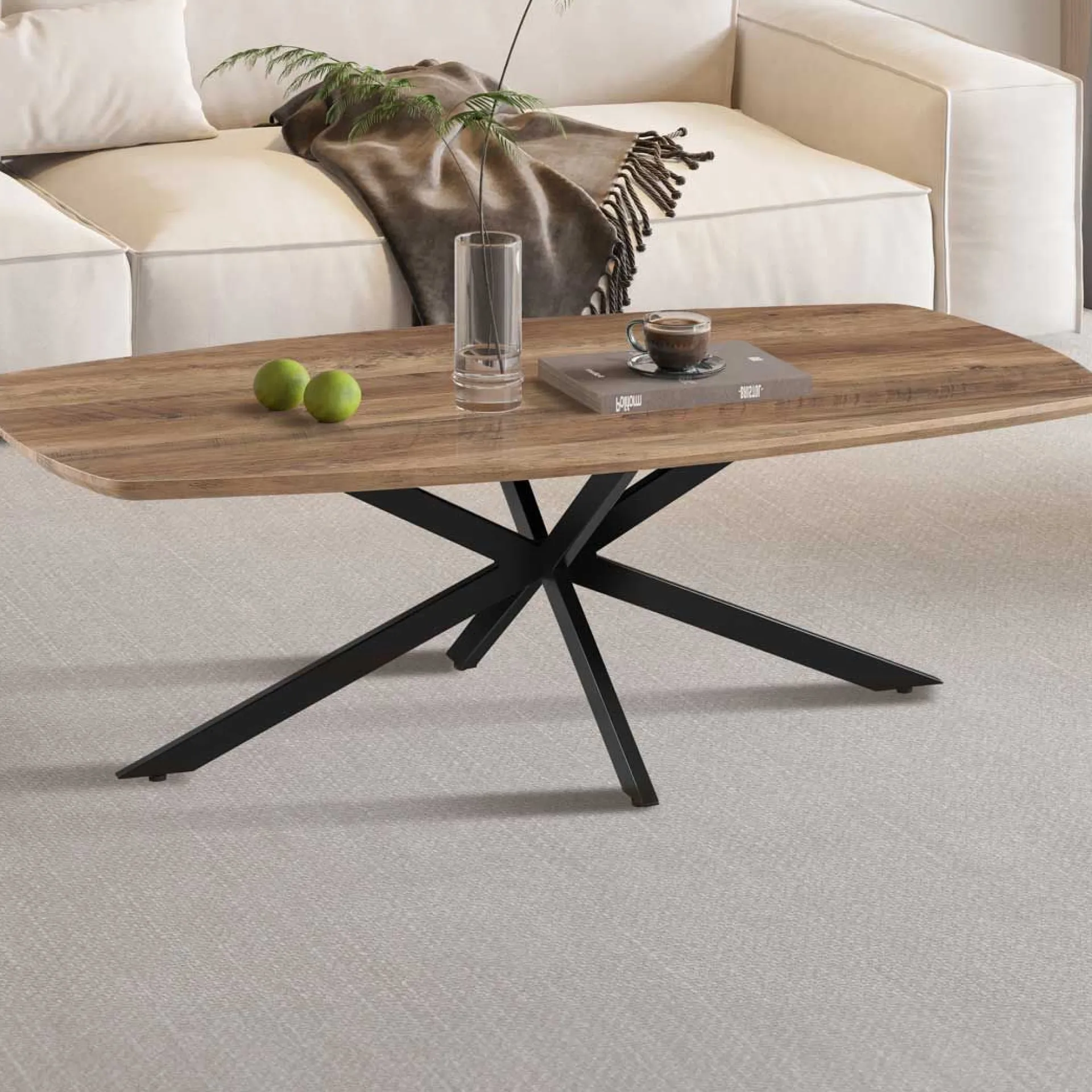 Rousseau Couchtisch Aziz - 130x70x42,5cm - Dänisches Oval - Mangoholz/Schwarz