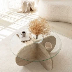 Emob Couchtisch Bubble - 100% MELAMINE - Travertin - 75 x 35 x 75 cm