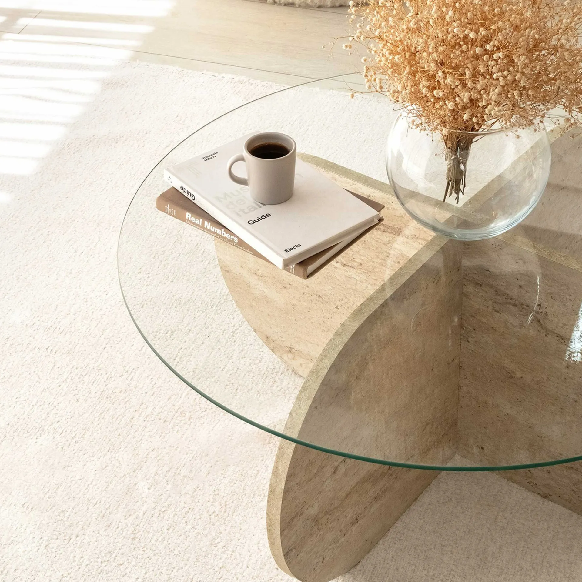 Emob Couchtisch Bubble - 100% MELAMINE - Travertin - 75 x 35 x 75 cm