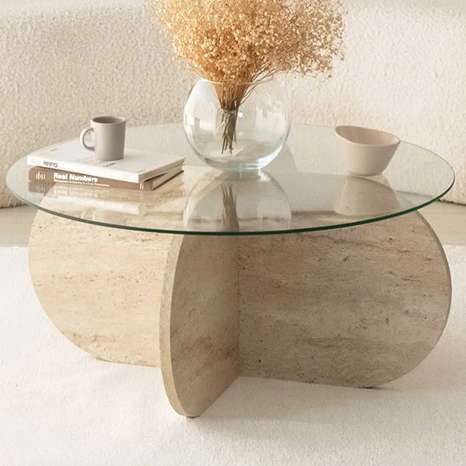 Emob Couchtisch Bubble - 100% MELAMINE - Travertin - 75 x 35 x 75 cm