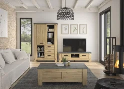 Gautier - Gami Couchtisch Candor mit Ablage - Eiche/Beton