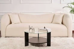 Emob Couchtisch Clara - 100% TEMPERED GLASS - Holzschwarz - 40 x 75 x 75 cm