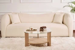 Emob Couchtisch Clara - 100% TEMPERED GLASS - Saphireiche - 40 x 75 x 75 cm