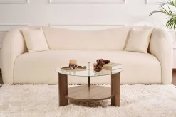 Emob Couchtisch Clara - 100% TEMPERED GLASS - Walnuss - 40 x 75 x 75 cm
