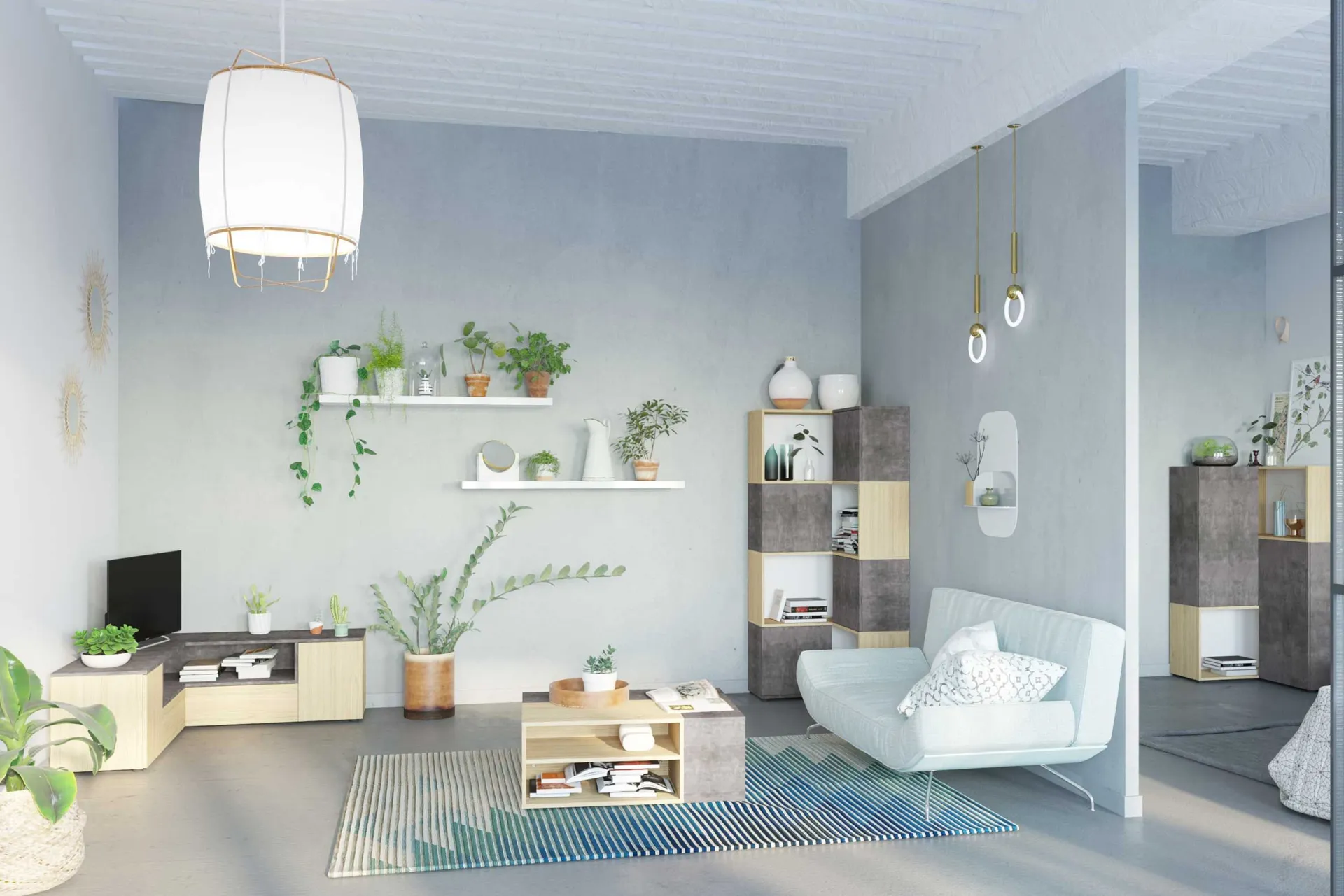 Symbiosis Couchtisch Cleo - Beton/Eiche