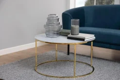 Emob Couchtisch Dejan ø80cm - gold/weißer Marmor