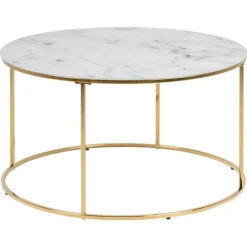 Emob Couchtisch Dejan ø80cm - gold/weißer Marmor