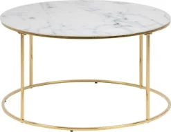 Emob Couchtisch Dejan ø80cm - gold/weißer Marmor