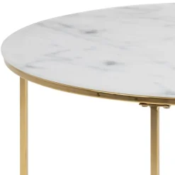 Emob Couchtisch Dejan ø80cm - gold/weißer Marmor