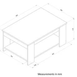 Emob Couchtisch Dima - 90x60x42cm - Eiche Dekor/Weiß