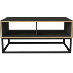 Emob Couchtisch Dolores - 90x60x42cm - mit Ablage - Anthrazit/Eiche Dekor