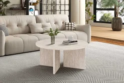 Rousseau Couchtisch Drasir - Ø90x42cm - Travertin