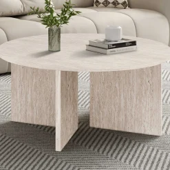 Rousseau Couchtisch Drasir - Ø90x42cm - Travertin