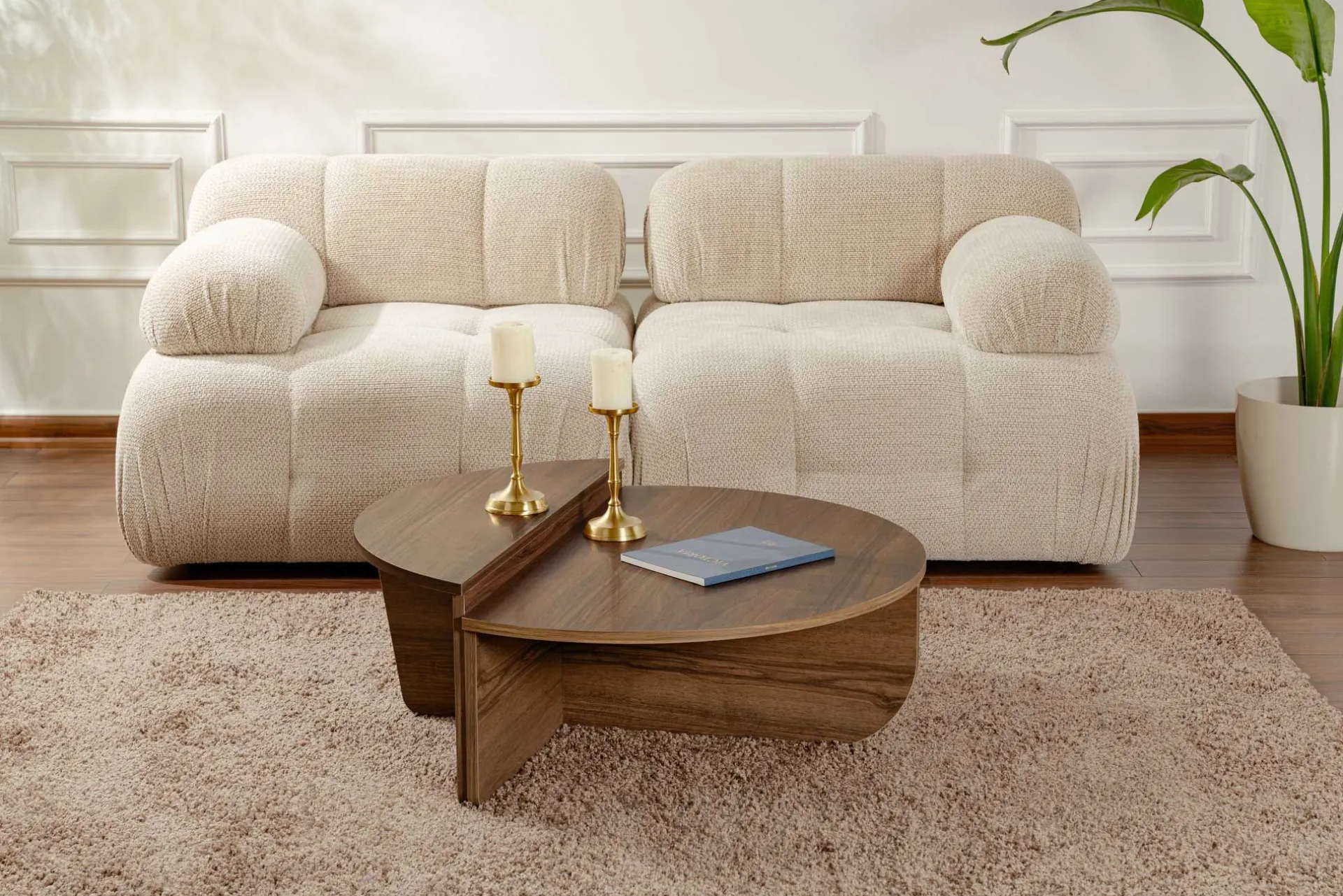 Emob Couchtische Orion - 60x90x30cm - 2er Set - Dekor Nussbaum