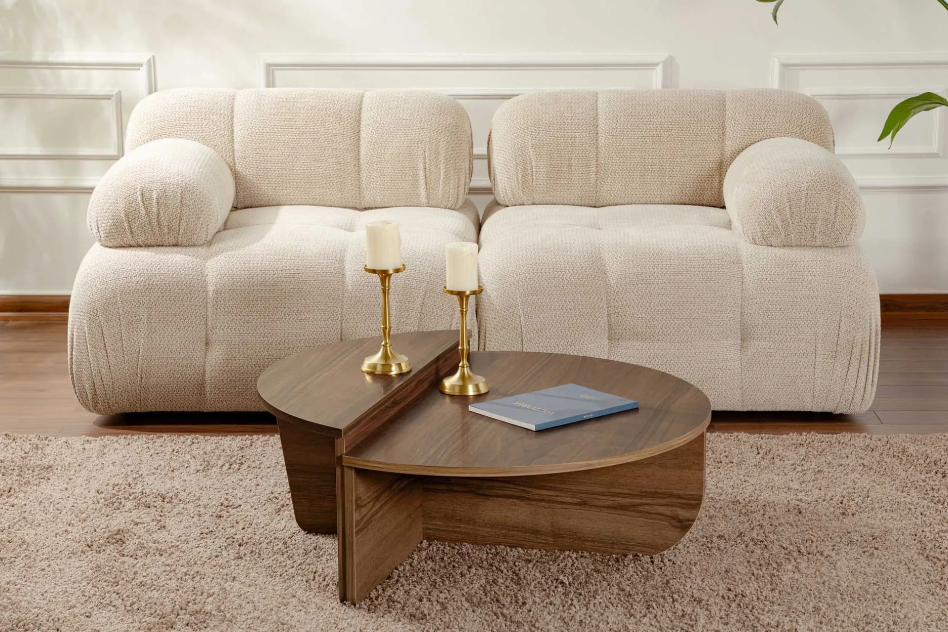 Emob Couchtische Orion - 60x90x30cm - 2er Set - Dekor Nussbaum