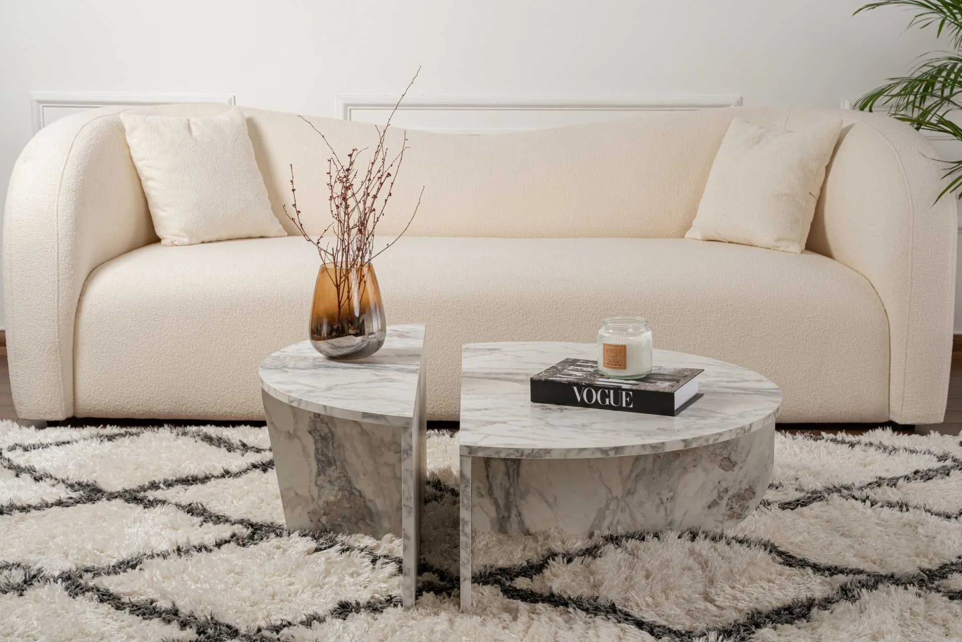Emob Couchtische Orion - 60x90x30cm - Satz von 2 - Marmor